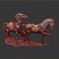 Two Vintage Bronze Horse Sculptures With Dynamic Postures And Intricate Carvings