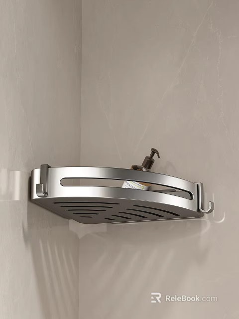 Bathroom Corner Stainless Steel Shelf With Drainage Design And Soap Dispenser 3d model 