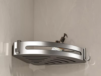 Bathroom Corner Stainless Steel Shelf With Drainage Design And Soap Dispenser 3d model