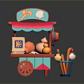 Colorful Ice Cream Cart With Pink Canopy Ice Cream Logo Orange Scoops And Cones