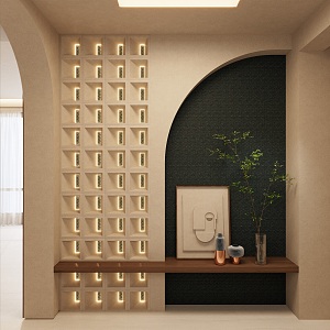 Cream-Quiet Wind Antique Cement Brick Soft Film Lamp Art Rock Board Entry Partition Entrance 3d model