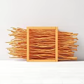 Stacked Dry Twigs Arranged In Wooden Crate For Decorative Use
