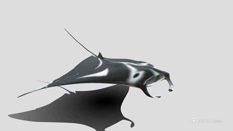 Black And White Manta Ray Game Movie Character With Sleek Body And Distinctive Patterns 3d model 