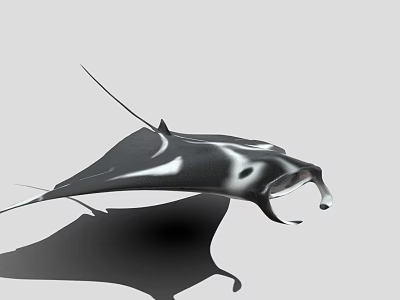 Black And White Manta Ray Game Movie Character With Sleek Body And Distinctive Patterns 3d model