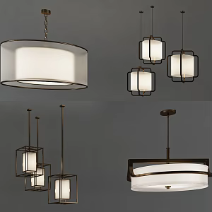New Chinese Chandelier Combination 3d model