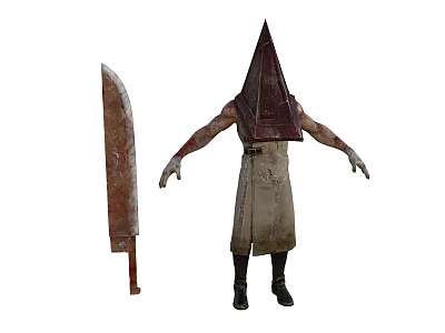 Bloody Pyramid Head Game Movie Character With Apron And Large Knife 3d model