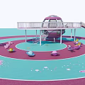 Children's Playground Equipment With Colorful Round Platform Slide And Star Patterned Floor