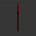 3D Rendered Red Metal Knife Design With Curved Handle And Sharp Blade