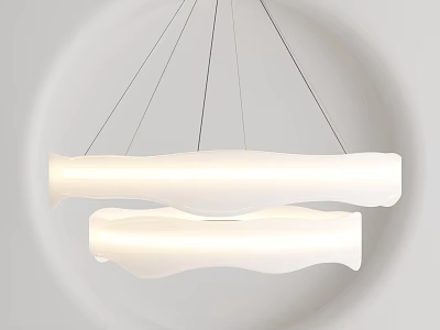 Modern White Wavy Linear Chandelier With Hanging Design For Interior Spaces 3d model