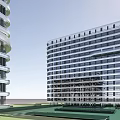 Modern High Rise Hospital Building With Glass Curtain Wall And Exterior Design