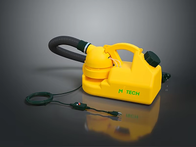 H TECH Yellow Electric Sprayer With Black Hose And Green Power Cord 3d model