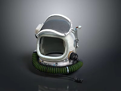 Game Movie Character Astronaut Helmet With White Shell Transparent Visor And Green Hose 3d model