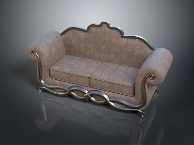 Classic Ornate Sofa With Carved Wooden Frame And Soft Upholstered Seats 3d model