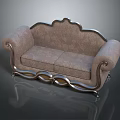 Classic Ornate Sofa With Carved Wooden Frame And Soft Upholstered Seats