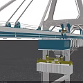 Industrial Gantry Crane With White Metal Frame And Blue Conveyor For Port Cargo Handling