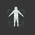 Game Movie Character 3D Model Standing Pose With Green White Armored Suit And Helmet