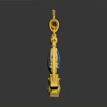 Elegant Gold Pendant With Blue Lotus Flower And Decorative Golden Frame