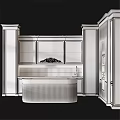 Elegant Modern Kitchen Interior With Light Gray Cabinets And Marble Island Countertop