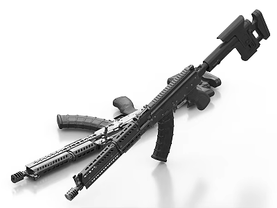 Modern Tactical Rifle With Black Finish Magazine Grip And Rail System 3d model