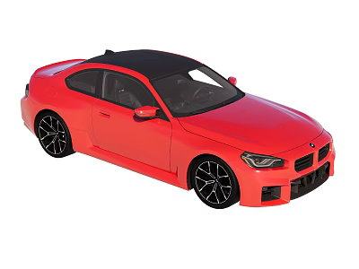 Red Two Door BMW Sports Car With Black Roof Sleek Design And Black Alloy Wheels 3d model