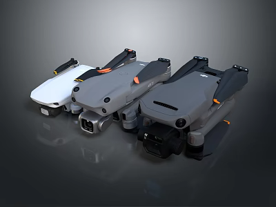 Modern Foldable Wing Drones With Camera In White Gray And Dark Gray Design 3d model