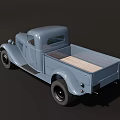 Vintage Light Blue Truck With Classic Front Grille And Single Cab Design