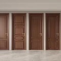 Brown Wooden Hinged Doors Featuring Different Panel Designs In Home Interior 3d model