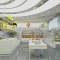 Bright Modern Dessert Shop Interior Featuring Display Cases With Fresh Cakes Macarons And Pastries