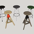 Modern Bar Stool Simple Bar Chair 3d model
