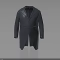 Gray Long Modern Coat With Sleek Lapel Collar And Formal Tailored Design
