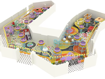Colorful Indoor Kids Play Equipment With Slides Climbing Structures And Interactive Zones 3d model