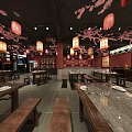 Noodle Restaurant with Red Signage Private Rooms Premium Huaiyang Cuisine and Glass Doors