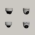 Hikvision White Dome Projection Surveillance Cameras Four on Light Colored Wall with Shadow 3d model