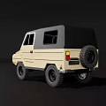 Beige Compact Off-Road Car With Gray Roof And Rugged Tires Design