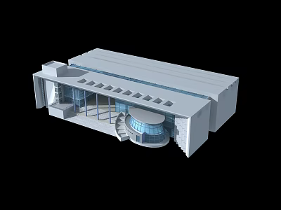Modern Commercial Complex With White Exterior Glass Facade And Circular Architectural Design 3d model