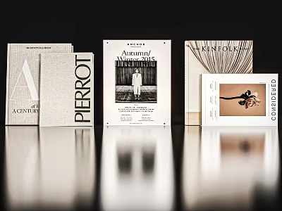 Artistic Decorative Ornament Set With Various Magazine Covers Autumn Theme And Floral Design 3d model