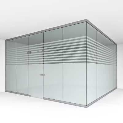 Glass door office glass partition wall 3d model