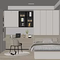 Modern Tatami Bedroom Interior Design With Storage Cabinets Desk Chair Lamp And Plant