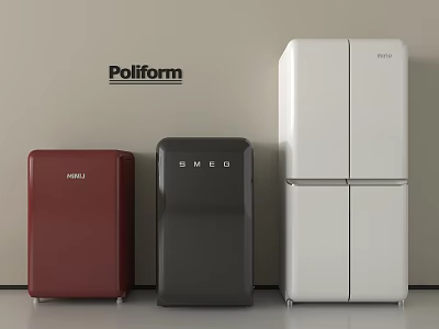 Poliform FHIBA Modern Refrigerators with Red Black and White Color Options 3d model