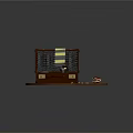 Open Brown Suitcase With Stuffed Toy Silver Plate Striped Cloth On Wood Table Red Notebook Coins