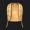 Durable Brown Canvas Backpack With Adjustable Straps Striped Exterior And Multiple Compartments