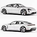White Porsche Sports Car Front And Rear Views