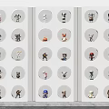 Wall Mounted Display Cabinet with Circular Shelves for Collectible Figurines Organized Storage Design