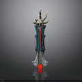 Decorative Weapon With Skull Head Blue Handle And Red Accent Details