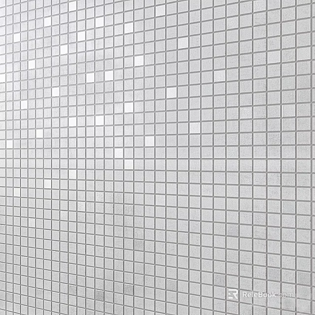 White Mosaic Tile Wall With Small Square Tiles And Grid Pattern Surface 3d model