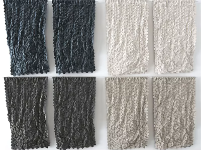 Stylish Textured Curtains In Various Colors With Pleated Design For Home Decoration 3d model