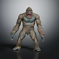 Giant Gorilla Character With Muscular Body Open Mouth And Sharp Teeth Standing Pose