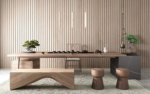 New Chinese Tea Table and Chair 3d model