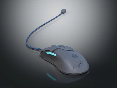 Professional Wired Gaming Mouse With Blue Light And Braided Cable Design 3d model