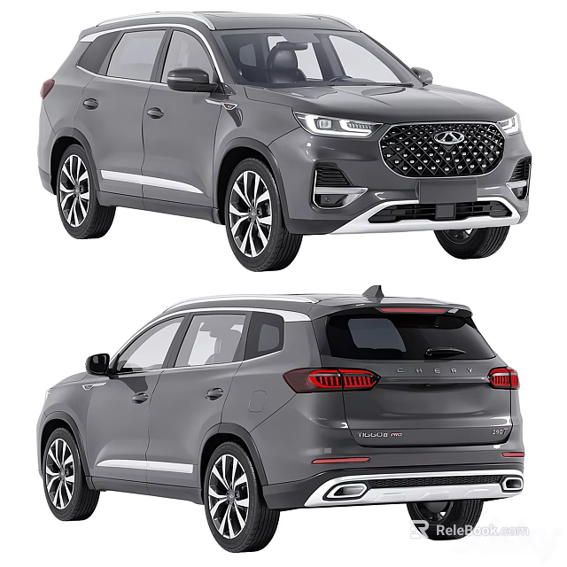 Gray SUV Car Showcasing Front And Rear Views 3d model 